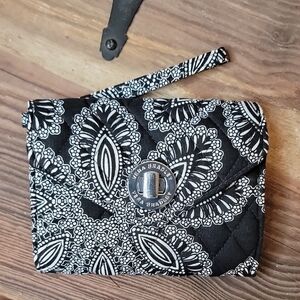 Vera Bradley Black and White Paisley Clutch